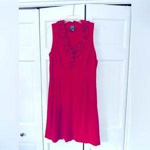 Taylor ruffle collar dress, size 14 in strawberry pink/red, knee length